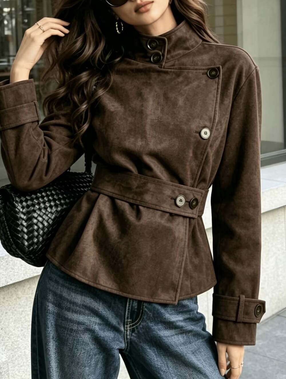 Women'S Soft Faux Suede Vintage Jacket, Suitable for Street Sport Jacket Outfits - Picture 2 of 3